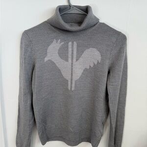 Rossignol Gray Turtleneck Sweater with Rooster Motif